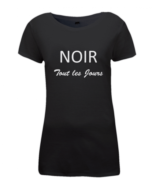 Ladies black t-shirt with NOIR Tout les jours motif