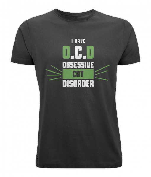 Black t-shirt with design I have OCD - Obsessive Cat Disorder