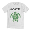 Green Turtle on white Tshirt