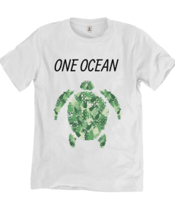 Green Turtle on white Tshirt