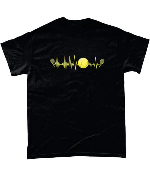 Black T-shirt with tennis pulse design