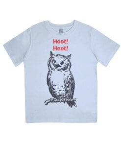 Hoot Hoot Owl Kids Tshirt (Blue)