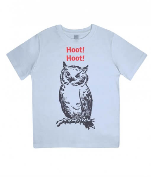 Hoot Hoot Owl Kids Tshirt (Blue)