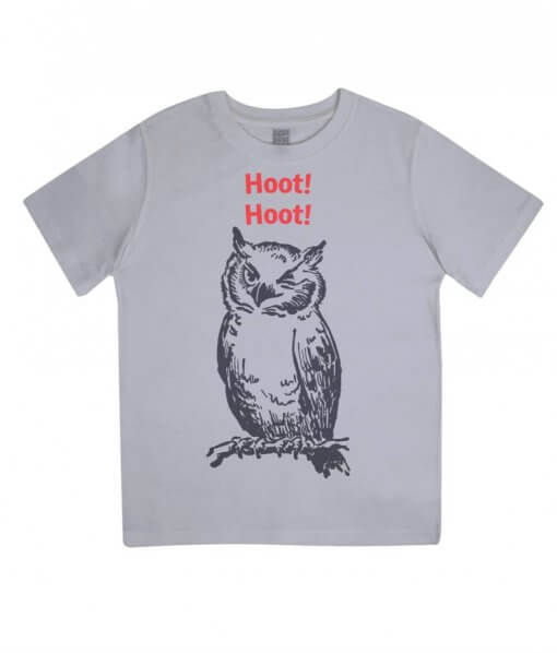 Hoot Hoot Owl Kids Tshirt (Grey)