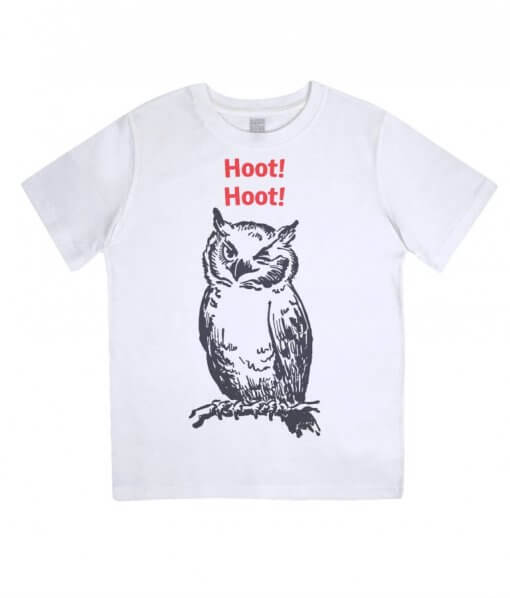 Hoot Hoot Owl Kids Tshirt (White)