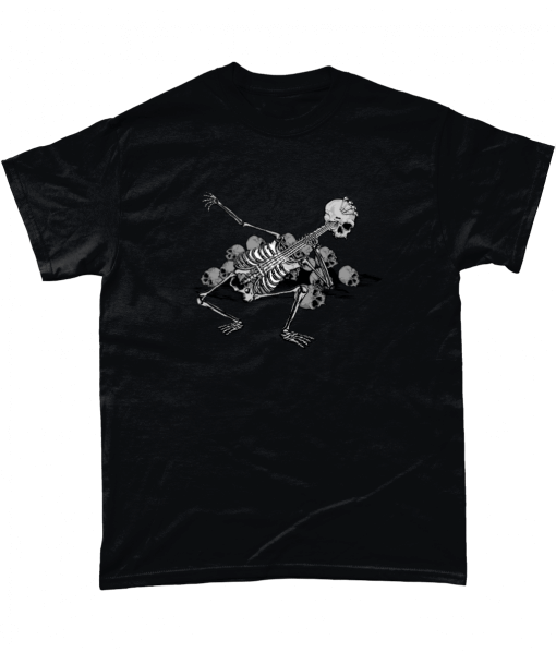 Black t-shirt with Skeleton Guitarist design