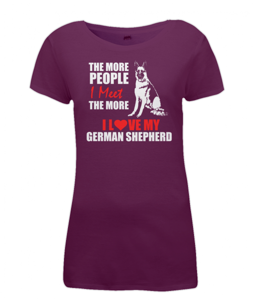 Women's The more people I meet, the more I love my German Shepherd burgundy t-shirt