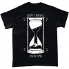 Black short sleeved t-shirt with Don't Waste Your Time design UK