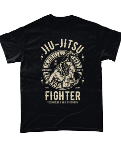 Black short sleeved t-shirt with Jiu Jitsu design