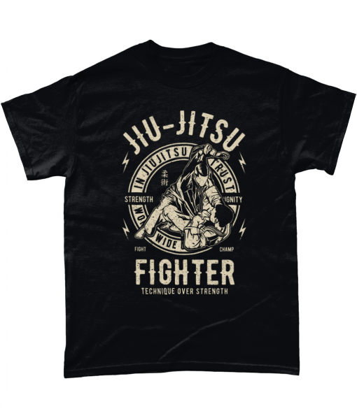 Black short sleeved t-shirt with Jiu Jitsu design
