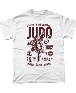 White t-shirt with Judo design - Strength and Courage