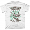 White t-shirt with sky diver design - go sky diving before you die