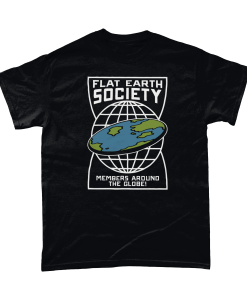 Funny Flat Earth Society T-Shirt with members around the globe design