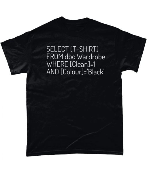 SELECT t-shirt from dbo.wardrobe t-shirt