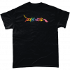 Black t-shirt printed in UK with Death Metal Unicorn Rainbow design