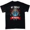 Black t-shirt with My Boat My Rules design