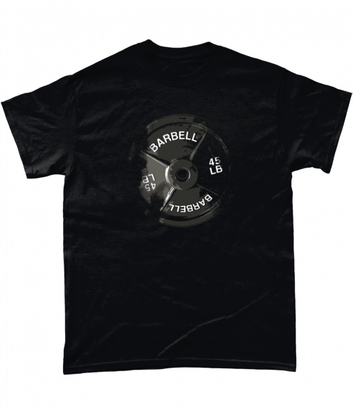 Black tshirt with barbell print