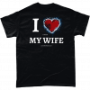 Black t-shirt with I Love (it when) My Wife (lets me play golf) design
