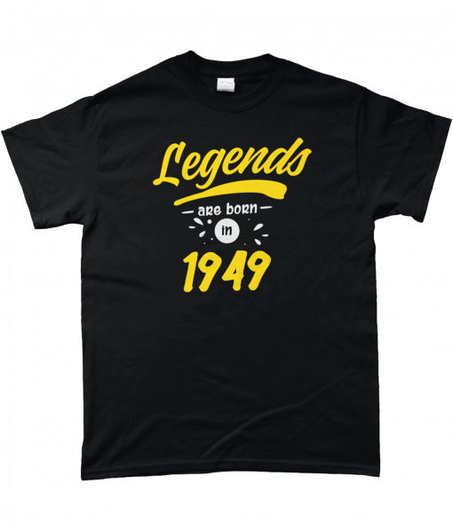 Legends are born in 1949 Black and yellow T-Shirt
