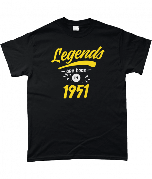 Legends are born in 1951 Black and yellow T-Shirt