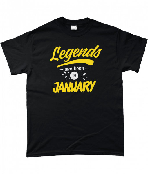 A black Legends are born in JANUARY T-shirt