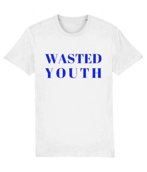 White tshirt with Wasted Youth typographic