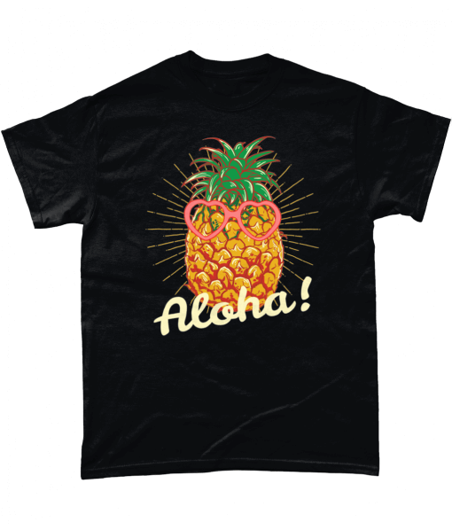 Aloha! Pineapple black t-shirt